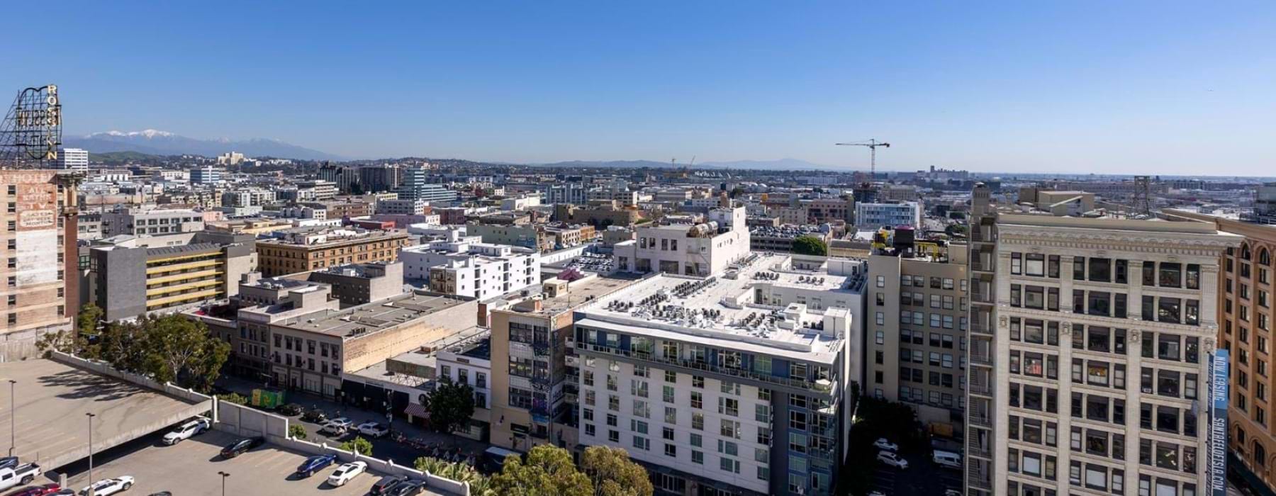 Marley Lofts overhead view with city